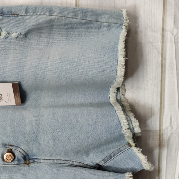 Lc Lauren Conrad Super HighRise Cut Off Button Fly Distressed Jean Shorts, 22W - Picture 5 of 13